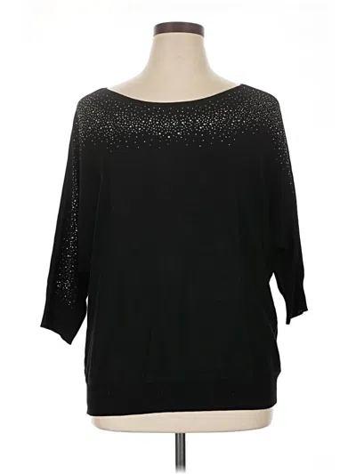 Pre-owned 89th & Madison 3/4 Sleeve Top Black Boatneck Tops