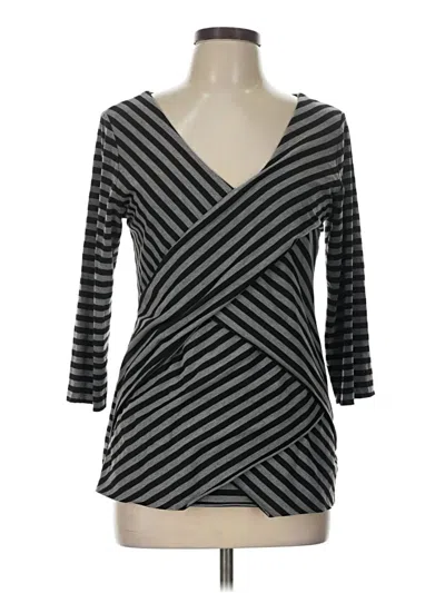 Pre-owned 89th & Madison 3/4 Sleeve Top Black Plunge Neckline Tops