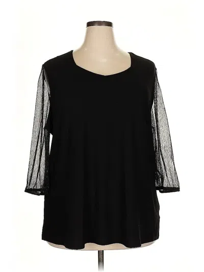 Pre-owned 89th & Madison 3/4 Sleeve Top Black Scoop Neck Tops