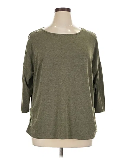 Pre-owned 89th & Madison 3/4 Sleeve Top Green Boatneck Tops