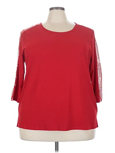 Pre-owned 89th & Madison 3/4 Sleeve Top Red Boatneck Tops