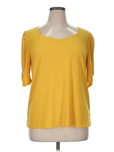 Pre-owned 89th & Madison 3/4 Sleeve Top Yellow Cold Shoulder Neckline Tops