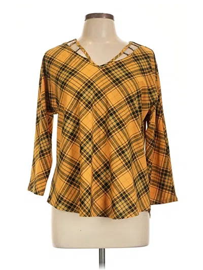 Pre-owned 89th & Madison 3/4 Sleeve T-shirt In Yellow
