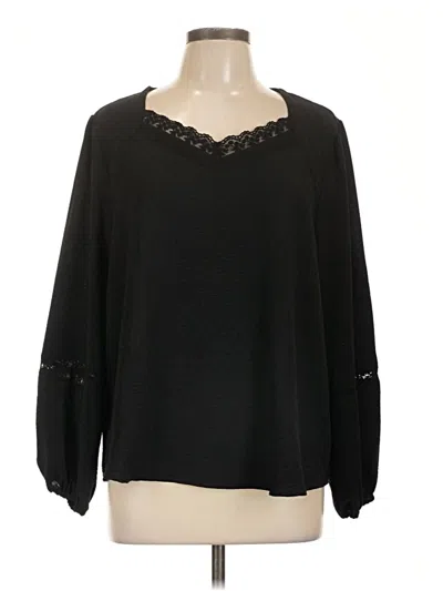 Pre-owned 89th & Madison Long Sleeve Blouse In Black
