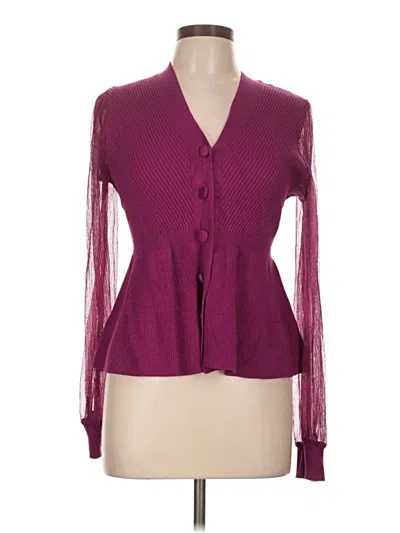Pre-owned 89th & Madison Long Sleeve Blouse In Burgundy