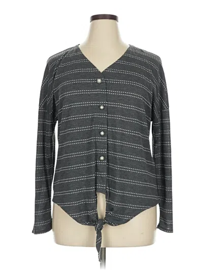 Pre-owned 89th & Madison Long Sleeve Blouse In Gray