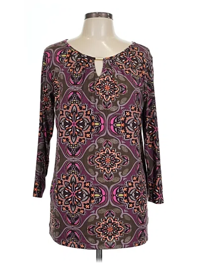 Pre-owned 89th & Madison Long Sleeve Henley Shirt In Purple