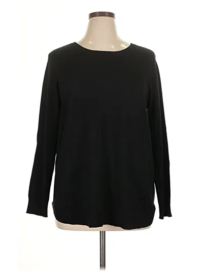 Pre-owned 89th & Madison Long Sleeve Top Black Crew Neck Tops