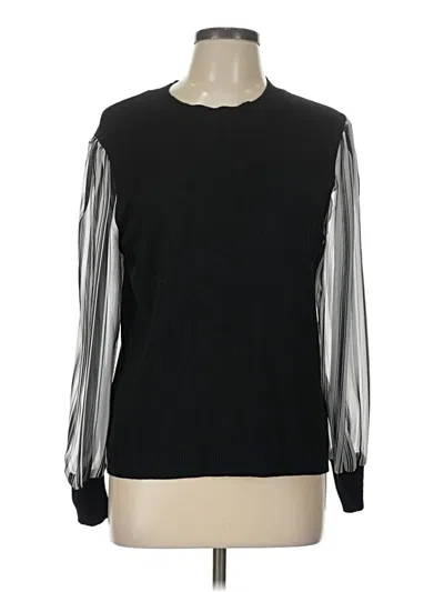 Pre-owned 89th & Madison Long Sleeve Top Black Crew Neck Tops