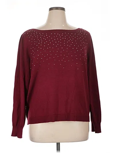 Pre-owned 89th & Madison Long Sleeve Top Burgundy Boatneck Tops