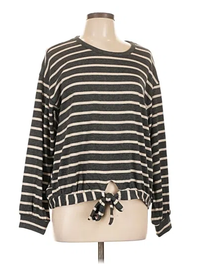 Pre-owned 89th & Madison Long Sleeve Top Gray Boatneck Tops