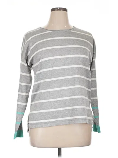 Pre-owned 89th & Madison Long Sleeve Top Gray Boatneck Tops