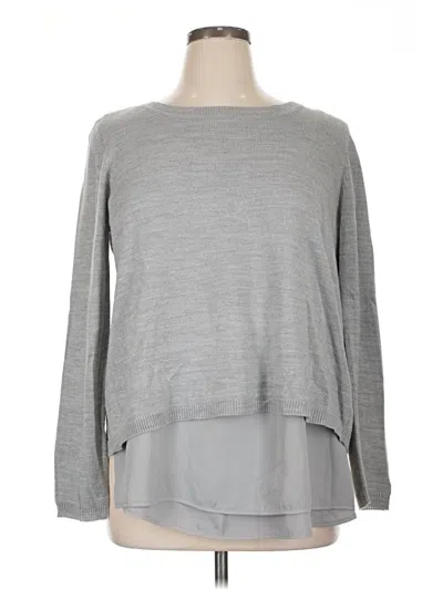 Pre-owned 89th & Madison Long Sleeve Top Gray Crew Neck Tops