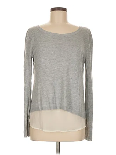 Pre-owned 89th & Madison Long Sleeve Top Gray Scoop Neck Tops
