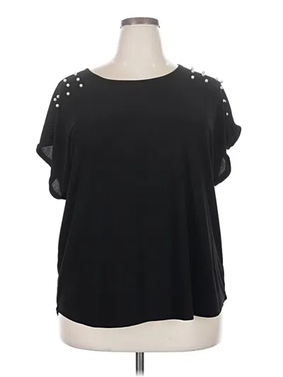 Pre-owned 89th & Madison Short Sleeve Blouse In Black