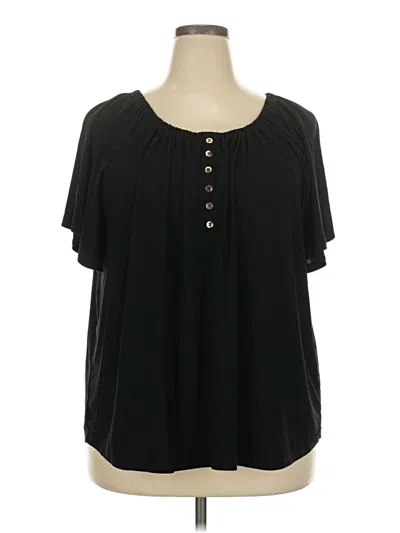 Pre-owned 89th & Madison Short Sleeve Blouse In Black