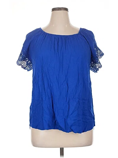 Pre-owned 89th & Madison Short Sleeve Blouse In Blue
