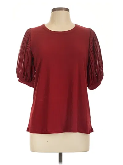 Pre-owned 89th & Madison Short Sleeve Blouse In Burgundy