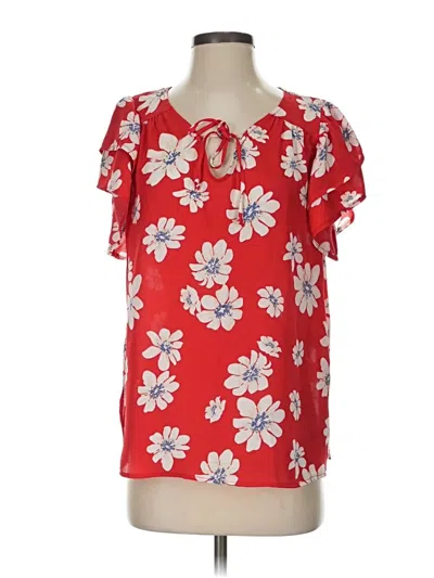 Pre-owned 89th & Madison Short Sleeve Blouse In Red