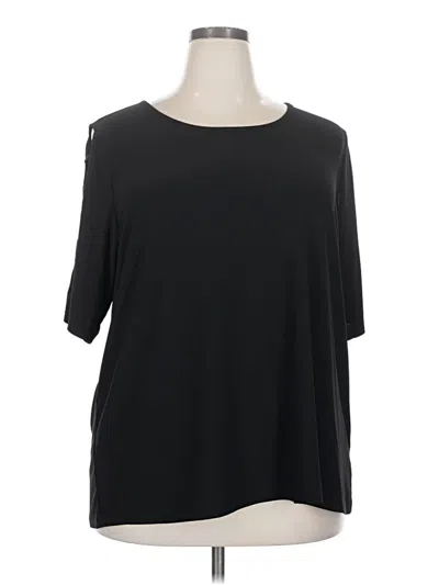 Pre-owned 89th & Madison Short Sleeve Top Black Boatneck Tops