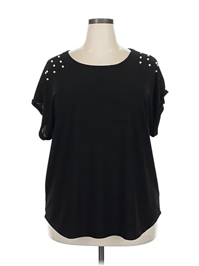 Pre-owned 89th & Madison Short Sleeve Top Black Cold Shoulder Neckline Tops