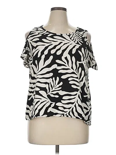 Pre-owned 89th & Madison Short Sleeve Top Black Cold Shoulder Neckline Tops