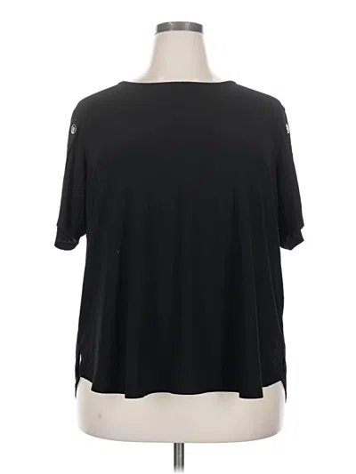 Pre-owned 89th & Madison Short Sleeve Top Black Cold Shoulder Neckline Tops