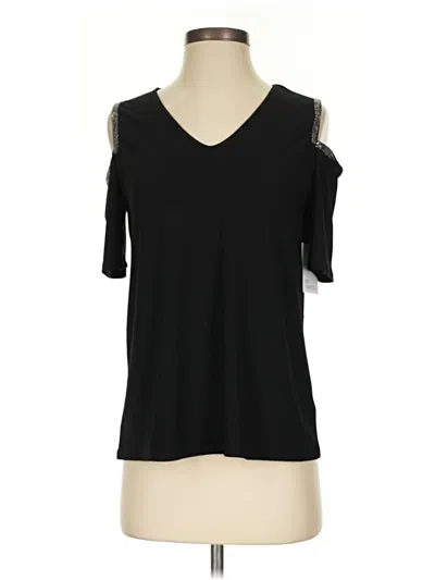 89th & Madison Short Sleeve Top Black Cold Shoulder Neckline Tops