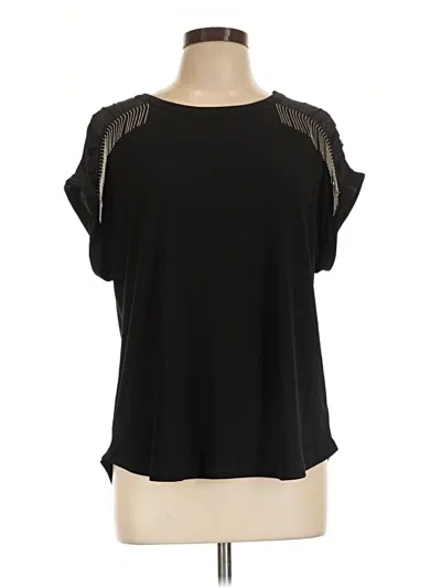 Pre-owned 89th & Madison Short Sleeve Top Black Cold Shoulder Neckline Tops