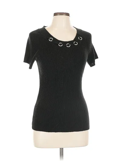 Pre-owned 89th & Madison Short Sleeve Top Black Scoop Neck Tops