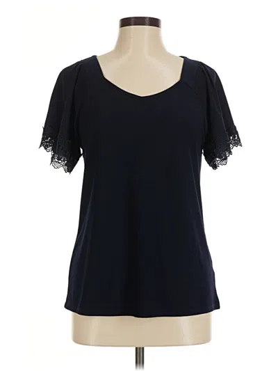 Pre-owned 89th & Madison Short Sleeve Top Black Sweetheart Neckline Tops