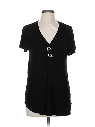 Pre-owned 89th & Madison Short Sleeve Top Black V Neck Tops