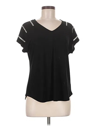 Pre-owned 89th & Madison Short Sleeve Top Black V-neck Tops