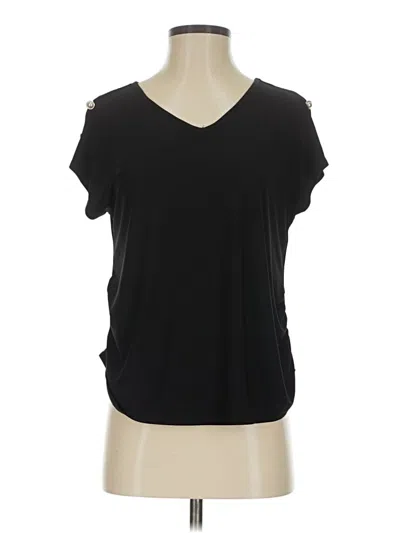 Pre-owned 89th & Madison Short Sleeve Top Black V-neck Tops