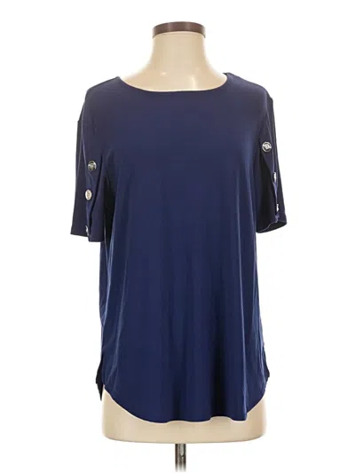 Pre-owned 89th & Madison Short Sleeve Top Blue Scoop Neck Tops