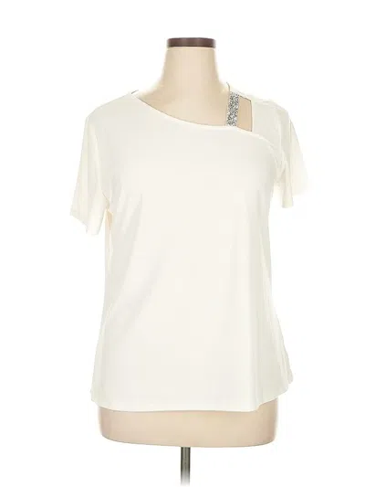 Pre-owned 89th & Madison Short Sleeve Top Ivory One Shoulder Neckline Tops In White