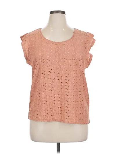 Pre-owned 89th & Madison Short Sleeve Top Orange Square Neckline Tops