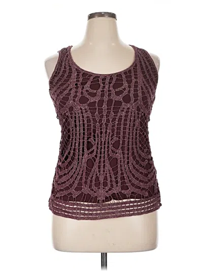 Pre-owned 89th & Madison Sleeveless Top Burgundy Halter Neckline Tops