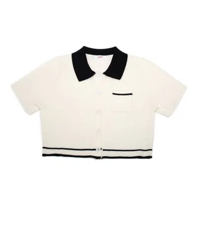 8apart Cam Crop Collared Sweater In Ivory In Multi