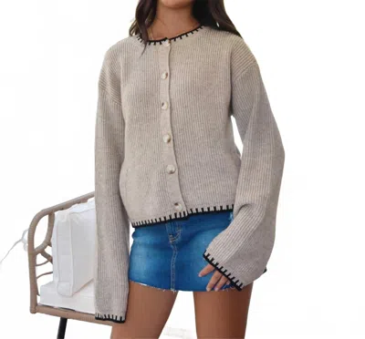 8apart Jannie Cardigan Sweater In Taupe/black In Neutral