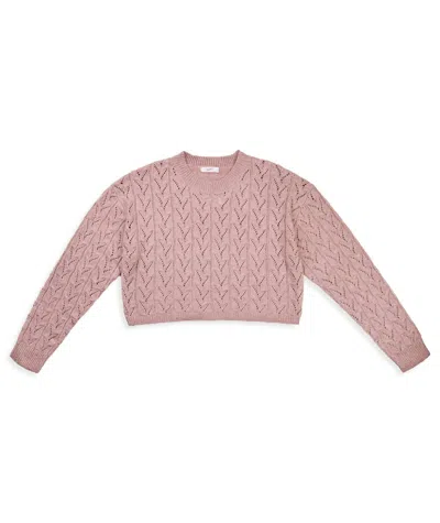 8apart Junior Women's Ada Cable Crew Sweater In Pink In Multi