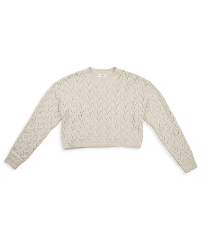 8apart Junior Women's Ada Cable Crew Sweater In Tan In Gray