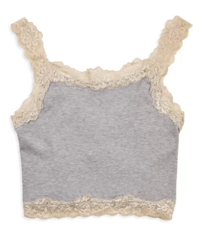 8apart Junior Women's Fitch Floral Lace Strap Crop Cami In Grey In Gray