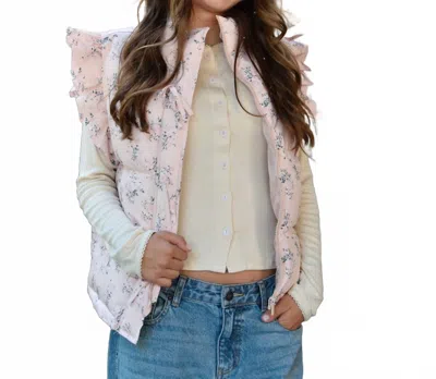 8apart Junior Women's Floral Puffer Vest In Ashlyn Pink In Multi