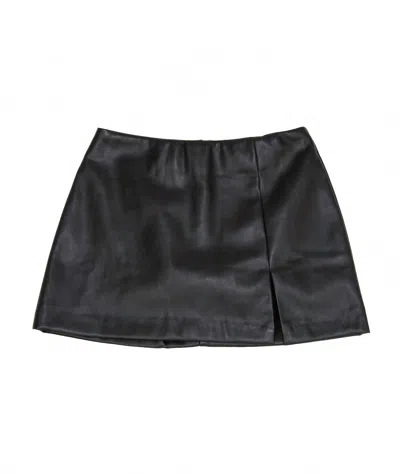 8apart Junior Women's Paula Vegan Leather Skirt With Slit In Black