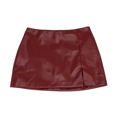8apart Junior Women's Paula Vegan Leather Skirt With Slit In Red In Brown