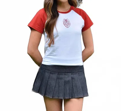 8apart Lucky Bow Baseball Tee In White
