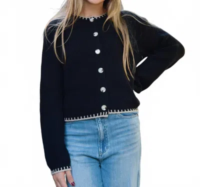 8apart Reed Stitch Collar Cardigan In Black