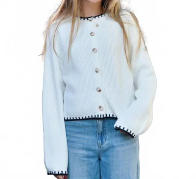 8apart Reed Stitch Collar Cardigan In Ivory In Pattern