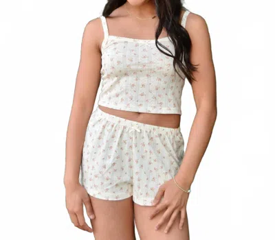 8apart Tommie Ribbon Bow Camisole In Red Floral In Neutral